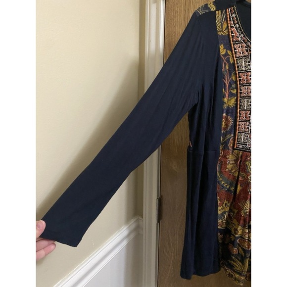 Soft Surroundings Blouse Womens S BLack Multicolor Pattern Embroidered Patchwork - Picture 3 of 11